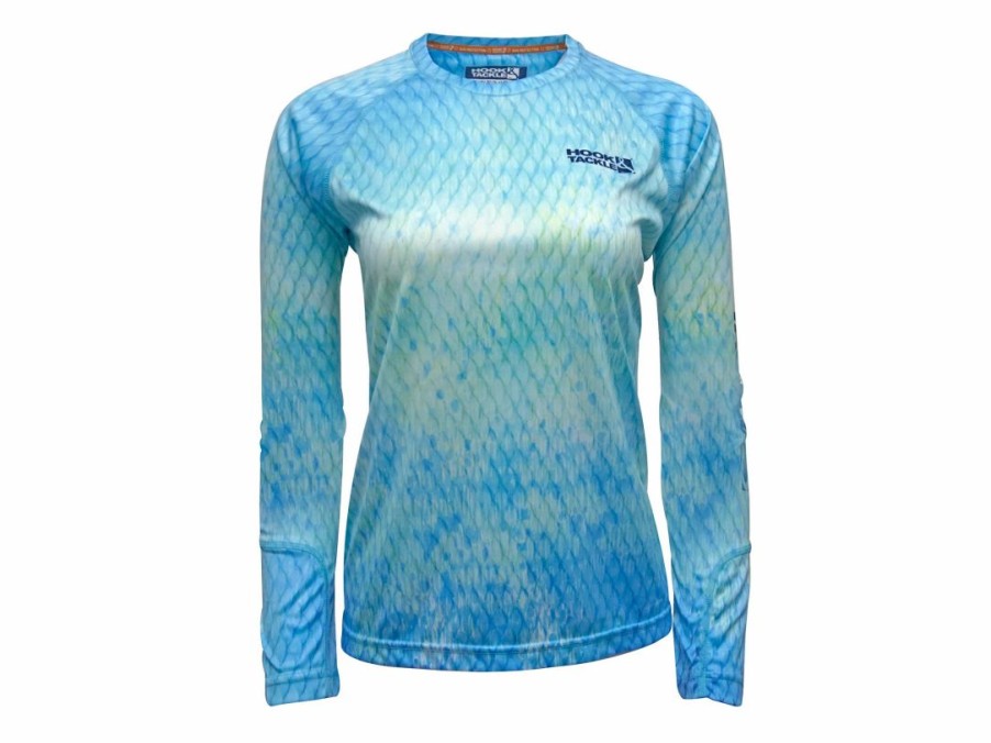 Clothing * | Hook & Tackle Scaly Women'S Long Sleeve Shirt Aquamarine