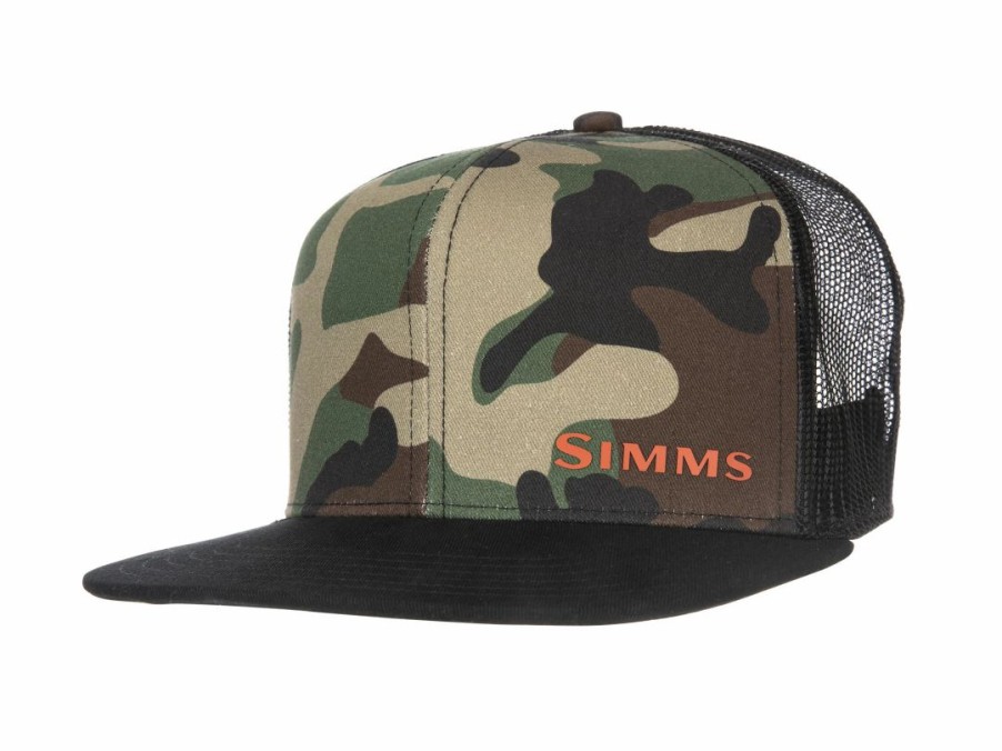 Clothing * | Simms Cx Flat Brim Cap Woodland Camo