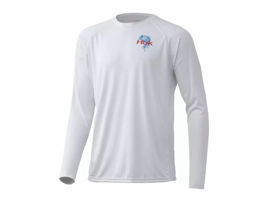 Clothing * | Huk Big Mouth Pursuit Long Sleeve Shirt White