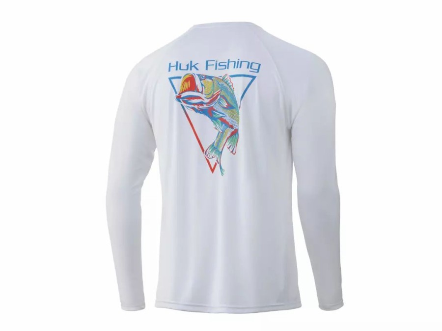 Clothing * | Huk Big Mouth Pursuit Long Sleeve Shirt White