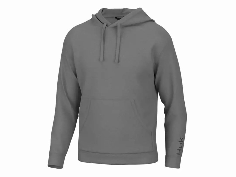 Clothing * | Huk Women'S Huk Logo Hoodie Overcast Grey