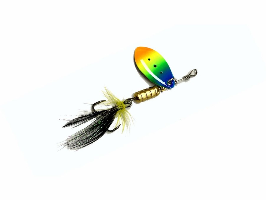 Baits & Tackle * | Reaction Strike Lathe Feather Spin Rainbow Blade Yellow Tail