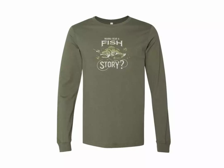 Clothing * | Karl'S Fishing & Outdoors Fish Story Long Sleeve Military Green